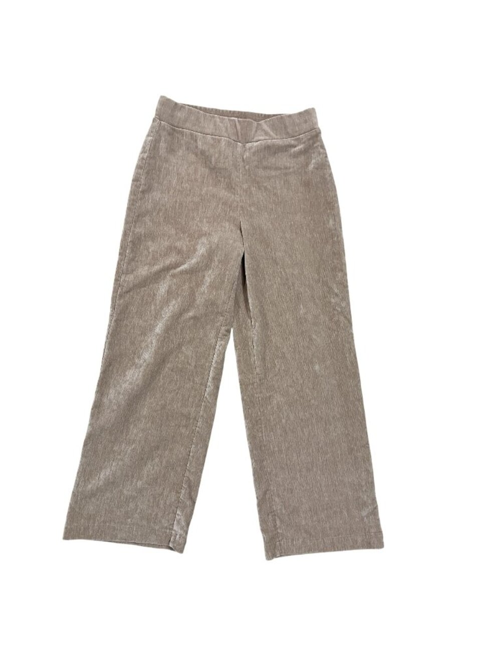 LOFT Women's Size L Crushed Velvet Wide Leg Pants Elastic Waist Taupe Beige Beig